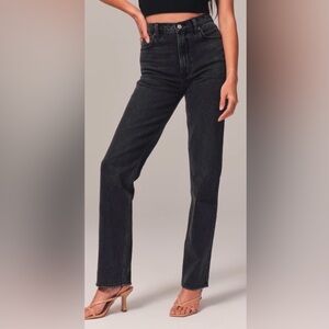 Abercrombie and Fitch ultra high rise 90s Straight black jeans, 6 28